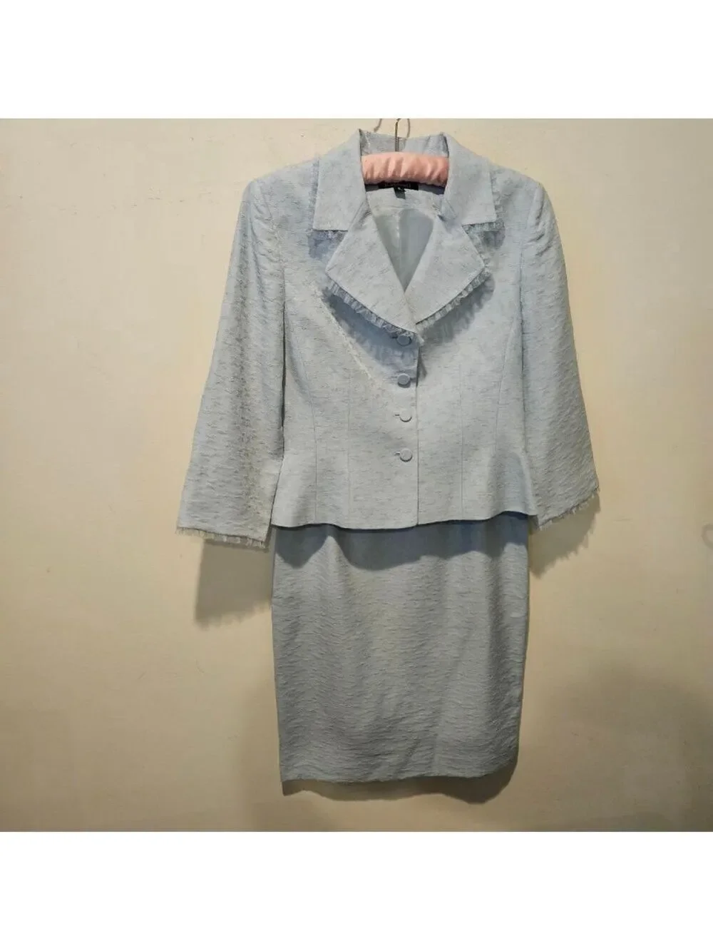 Women's b.bennett Vintage 90s Light Blue Skirt Suit Size 8